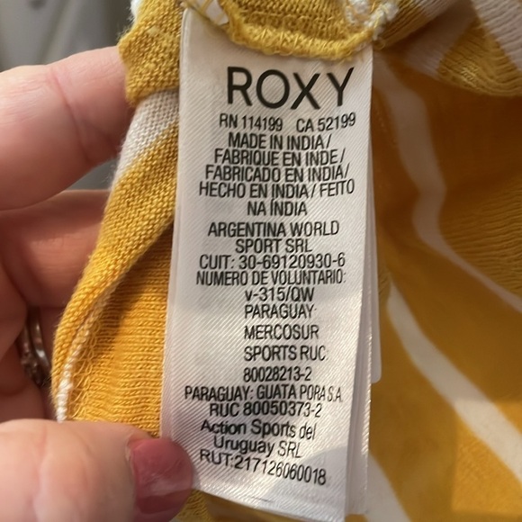 EUC Roxy Yellow and White Striped Crop Top Size Large - Picture 7 of 7